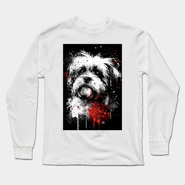 Maltese Dog Portrait Long Sleeve T-Shirt by TortillaChief